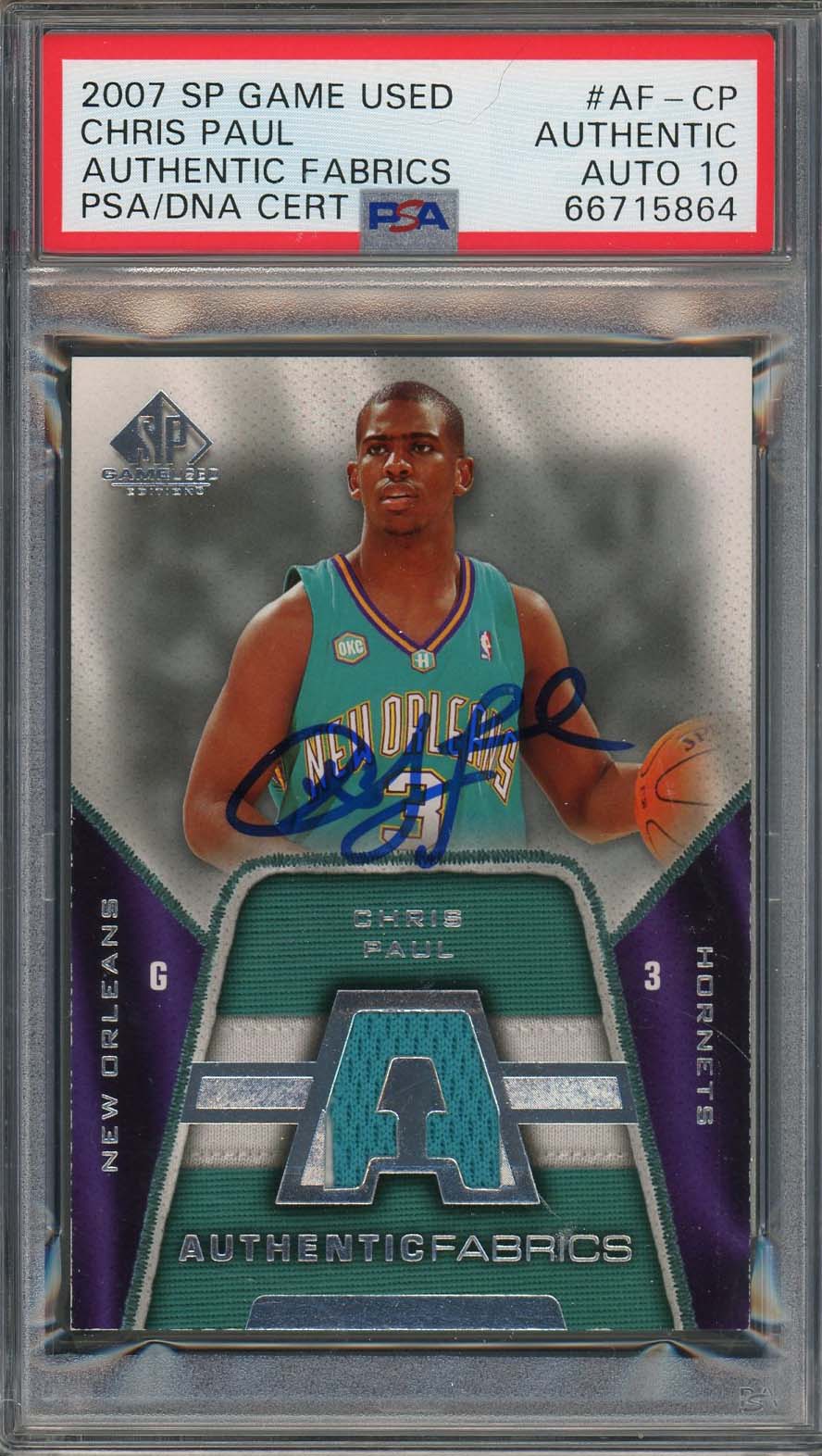 Chris Paul Auto 2007 Upper Deck SP Game Used Jersey Patch Card #AF-CP PSA 10 Chris Paul Auto 2007 Upper Deck SP Game Used Jersey Patch Card #AF-CP PSA 10