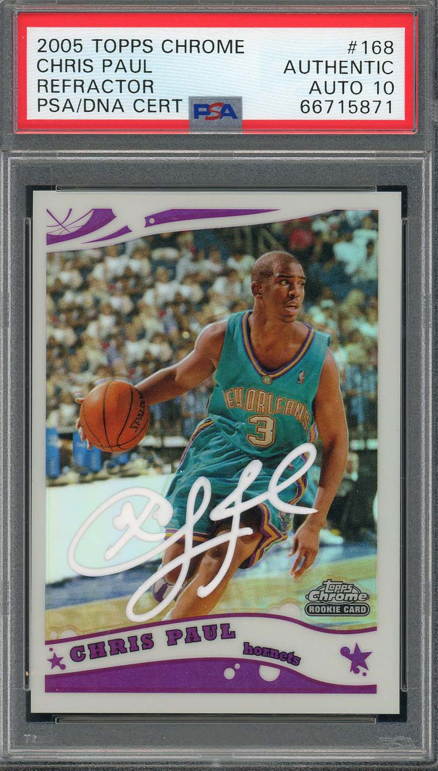 Chris Paul Autographed 2005 Topps Chrome Refractor Signed Rookie Card #168 PSA 10 Chris Paul Autographed 2005 Topps Chrome Refractor Signed Rookie Card #168 PSA 10