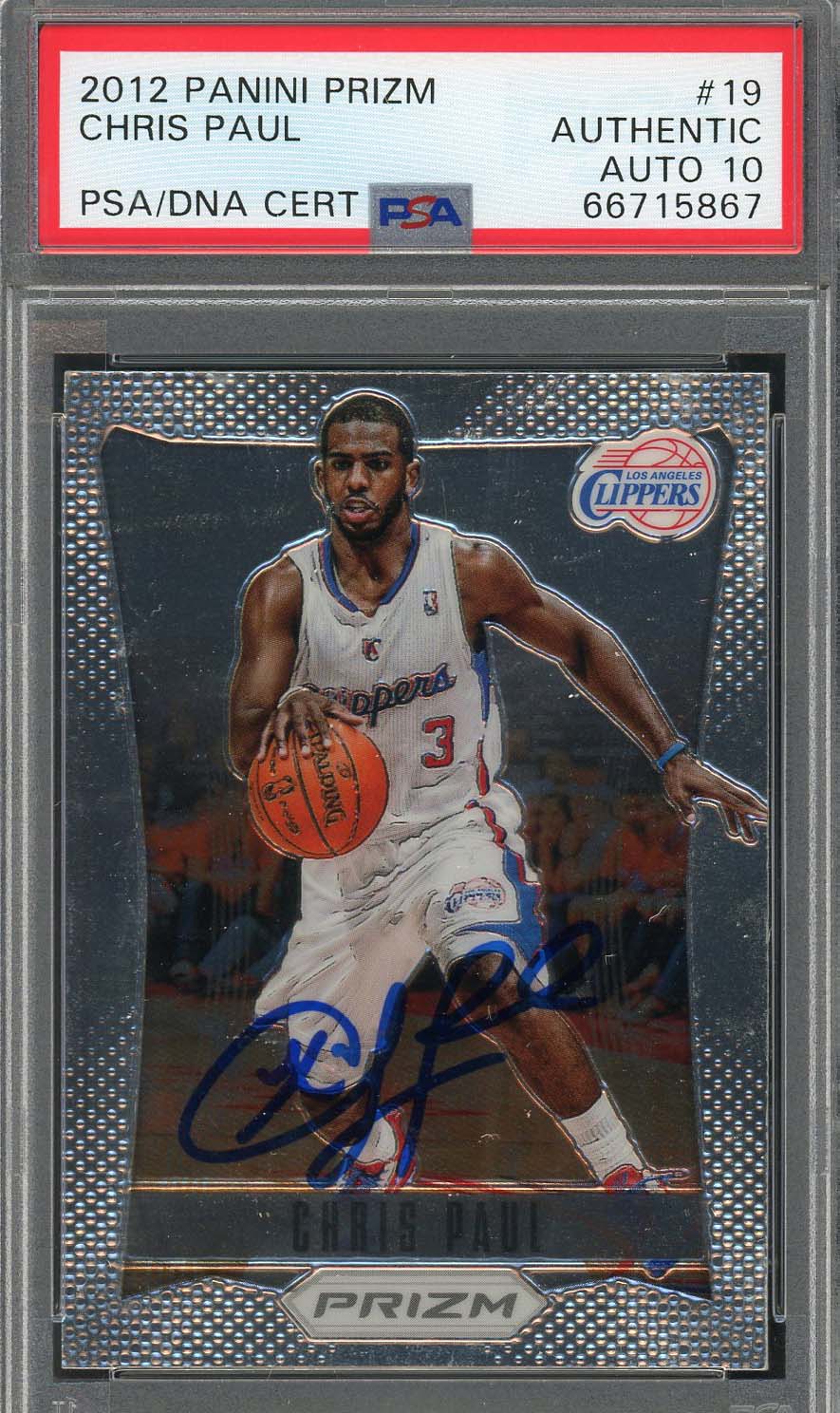 Chris Paul Autographed 2012 Panini Prizm Signed Card #19 Auto PSA 10 66715867 Chris Paul Autographed 2012 Panini Prizm Signed Card #19 Auto PSA 10 66715867