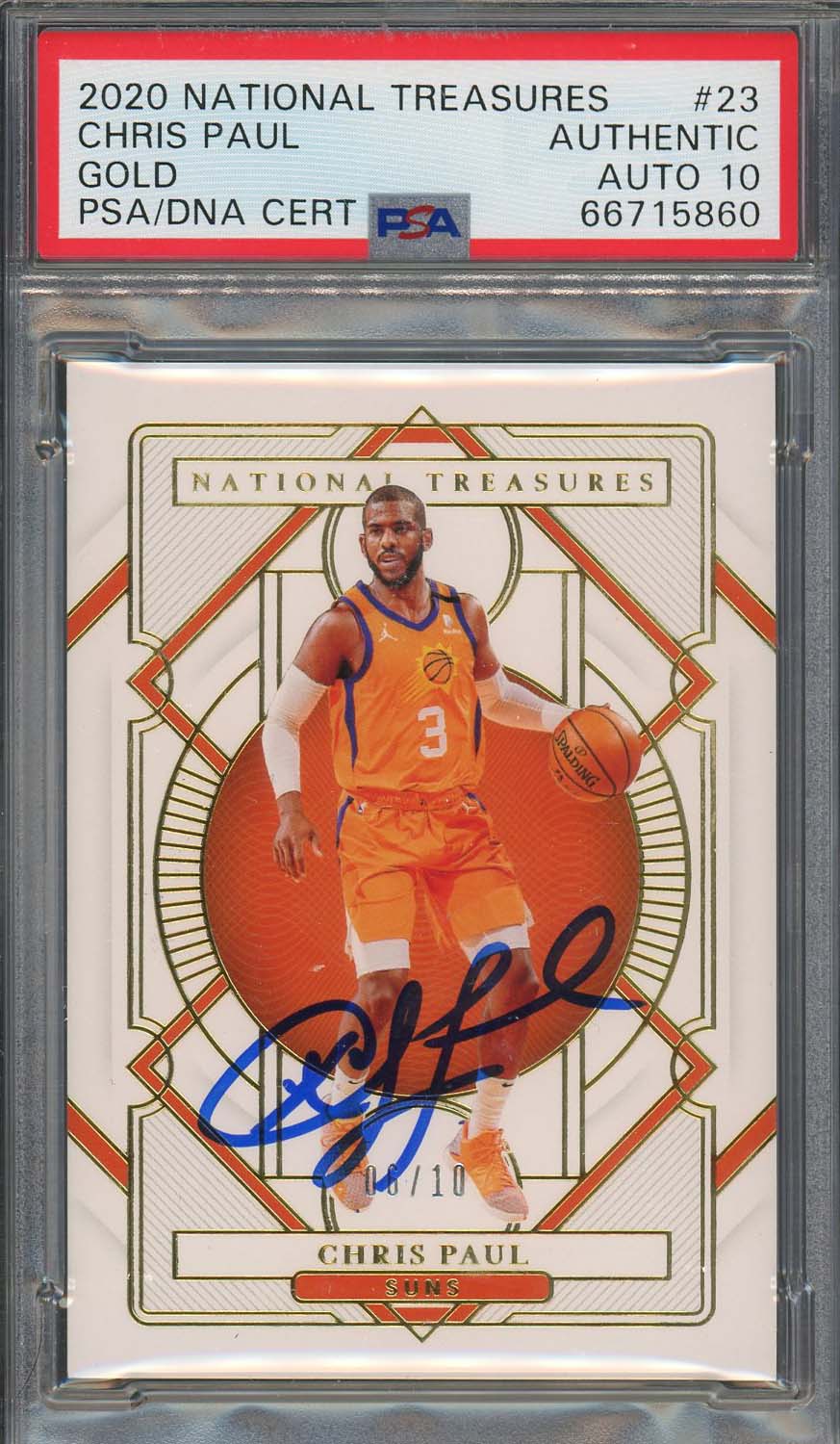 Chris Paul Auto 2020 Panini National Treasures Gold Signed Card #23 PSA 10 6/10 Chris Paul Auto 2020 Panini National Treasures Gold Signed Card #23 PSA 10 6/10