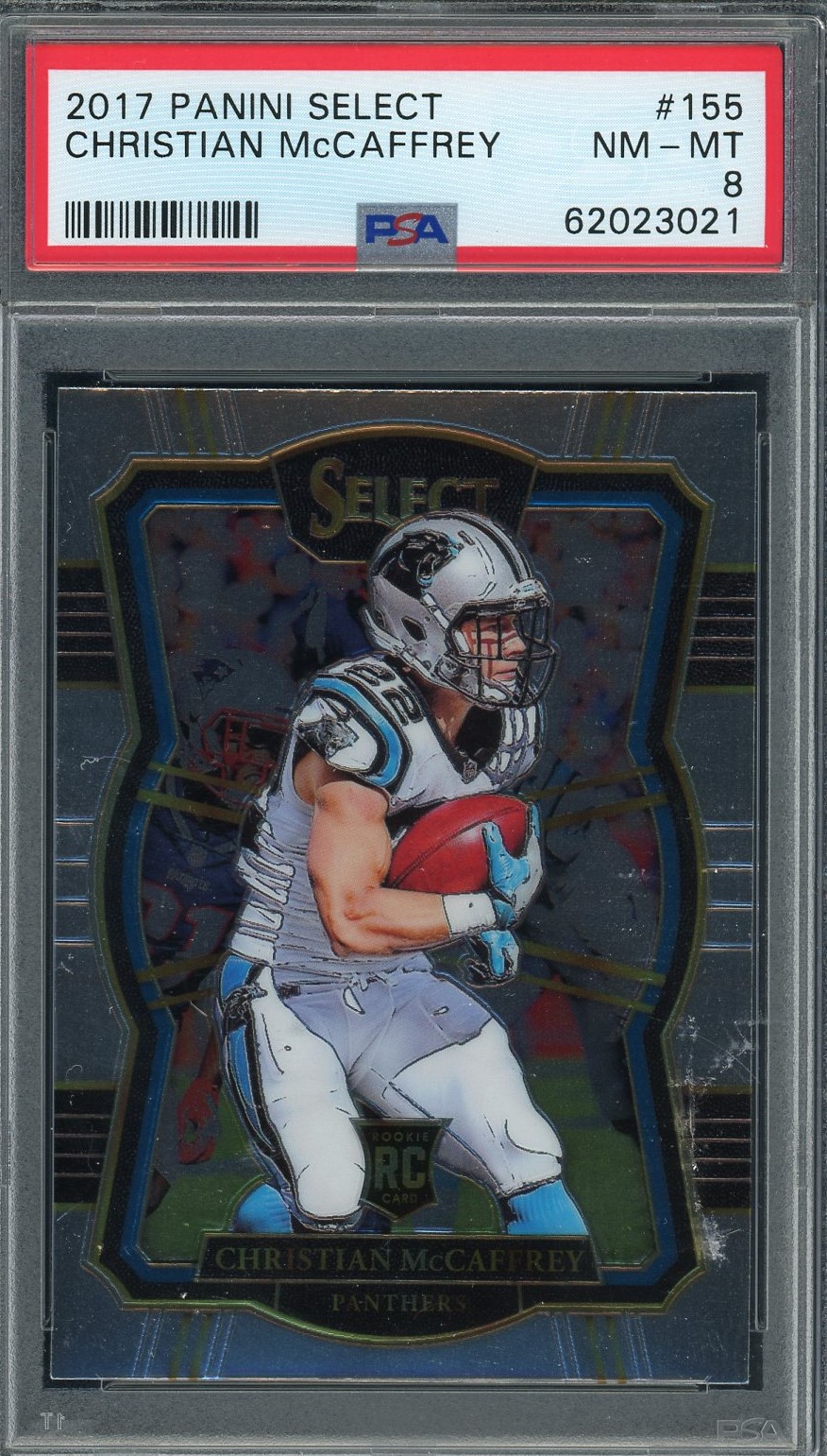 Christian McCaffrey 2017 Panini Select Football Rookie Card #155 Graded PSA 8