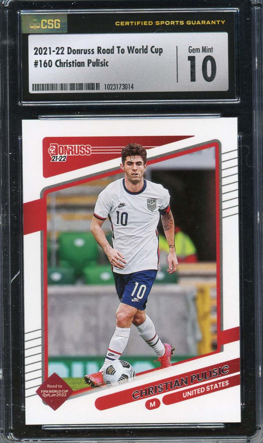 Christian Pulisic 2021 Donruss Road To World Cup Soccer Card #160 Graded CSG 10