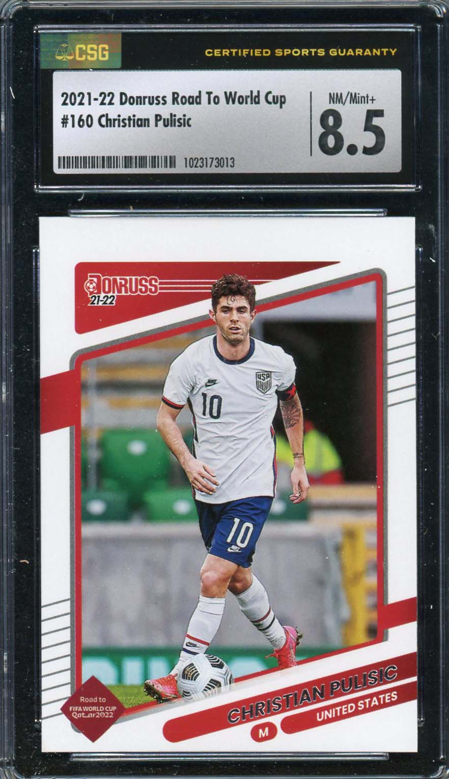 Christian Pulisic 2021 Donruss Road To World Cup Soccer Card #160 Graded CSG 8.5
