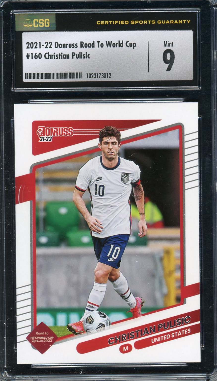 Christian Pulisic 2021 Donruss Road To World Cup Soccer Card #160 Graded CSG 9
