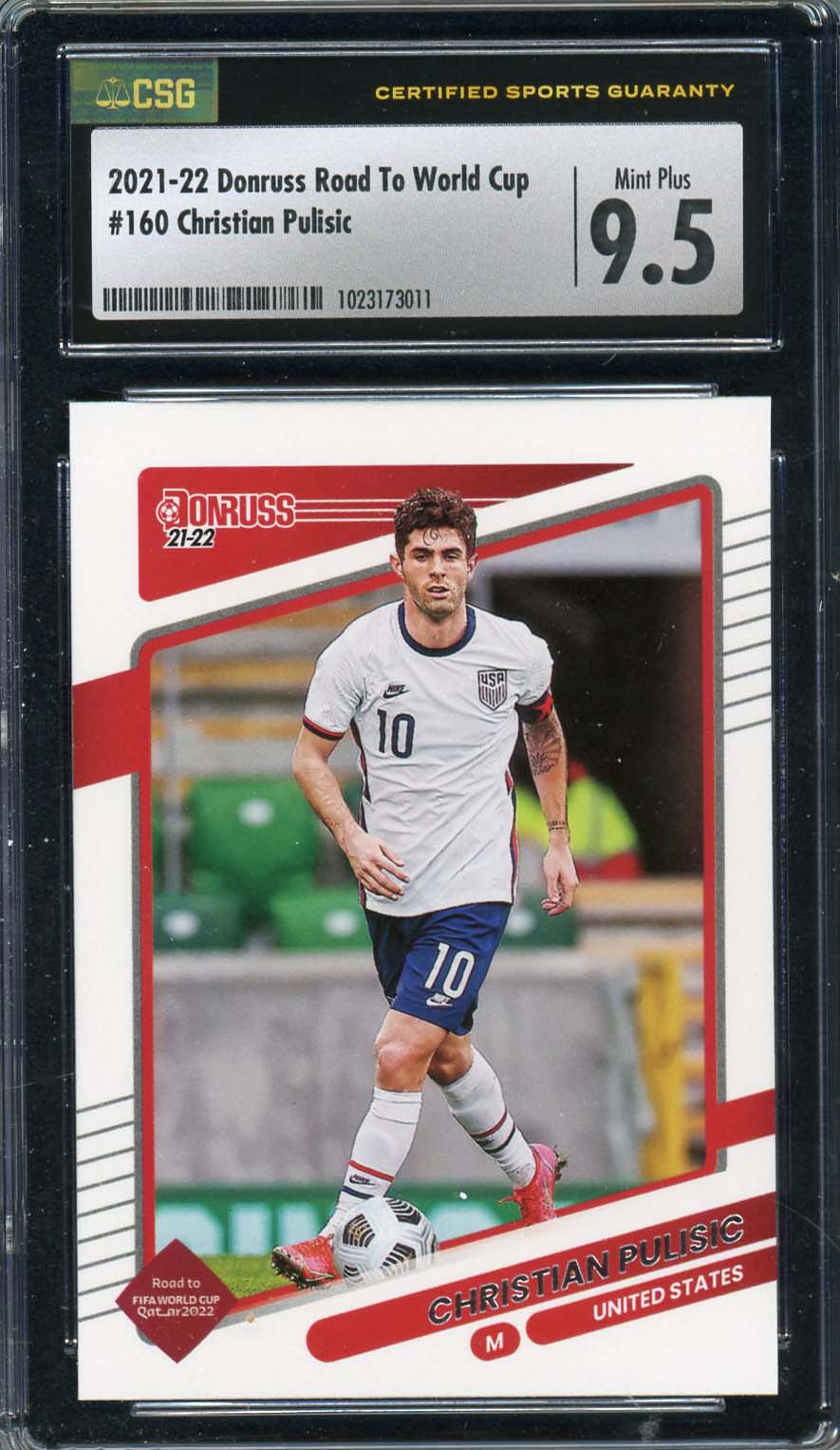Christian Pulisic 2021 Donruss Road To World Cup Soccer Card #160 Graded CSG 9.5