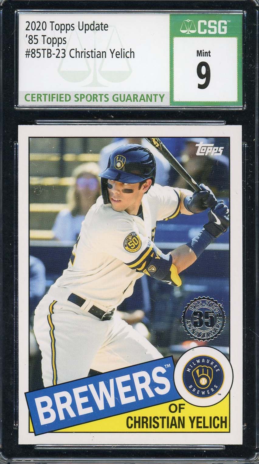 Christian Yelich 2020 Topps Update 85 Topps Baseball Card #85TB-23 CSG 9