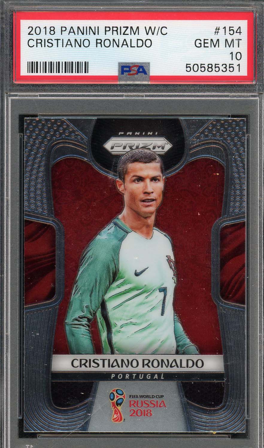 Cristiano Ronaldo 2018 Panini Prizm World Cup Soccer Card #154 Graded PSA 10 Cristiano Ronaldo 2018 Panini Prizm World Cup Soccer Card #154 Graded PSA 10