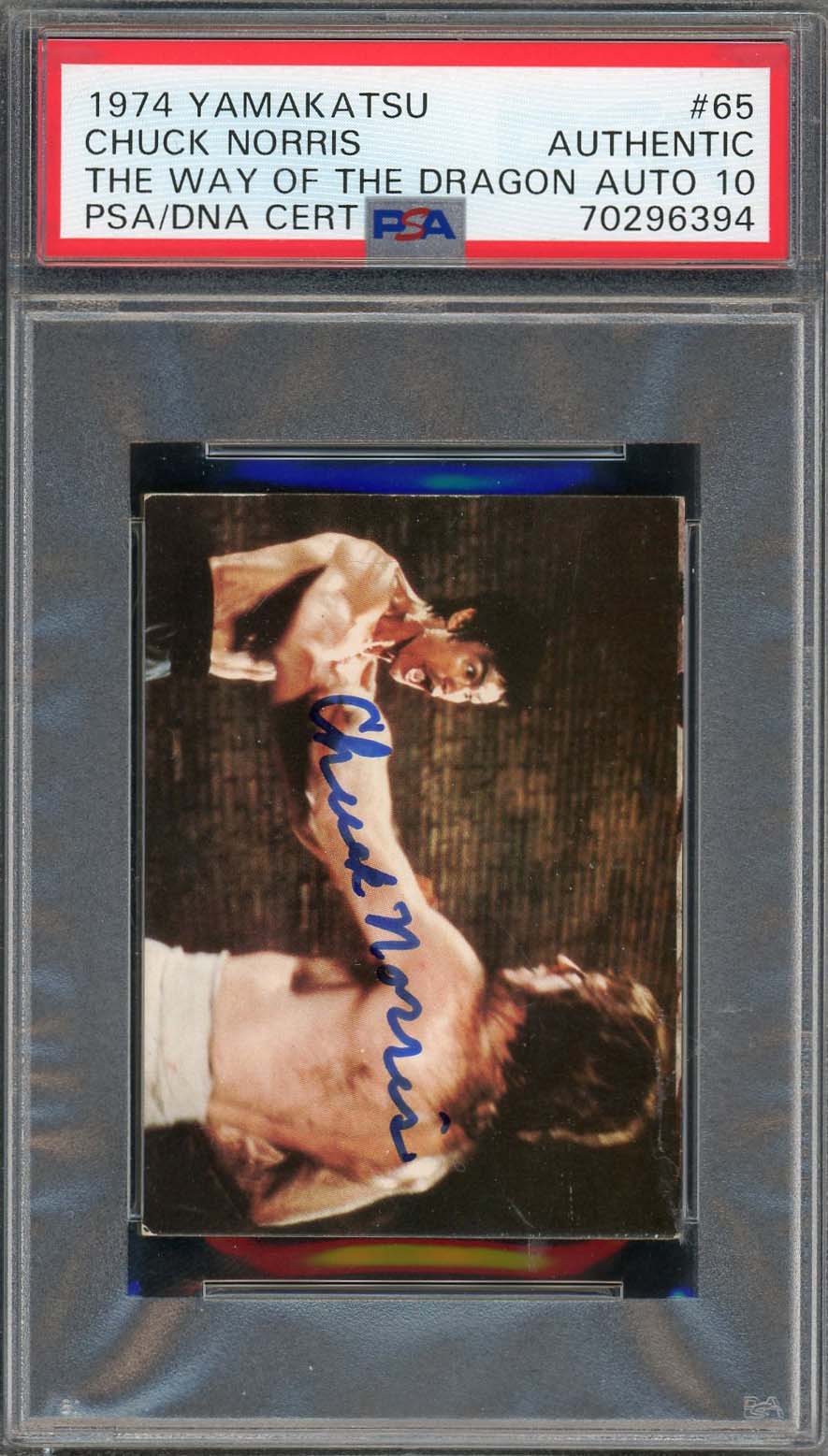Chuck Norris 1974 Yamakatsu The Way of the Dragon Signed Card #65 Auto PSA 10