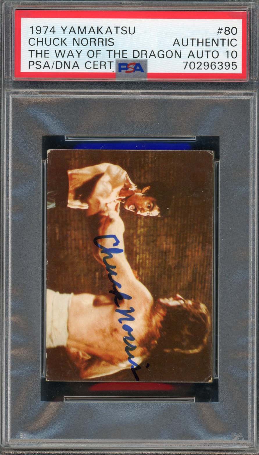Chuck Norris 1974 Yamakatsu The Way of the Dragon Signed Card #80 Auto PSA 10