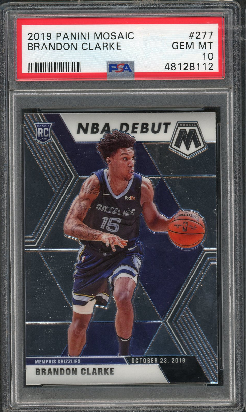 Brandon Clarke Memphis Grizzles 2019 Panini Mosaic Basketball Rookie Card RC #277 Graded PSA 10 GEM MINT Brandon Clarke Memphis Grizzles 2019 Panini Mosaic Basketball Rookie Card RC #277 Graded PSA 10 GEM MINT