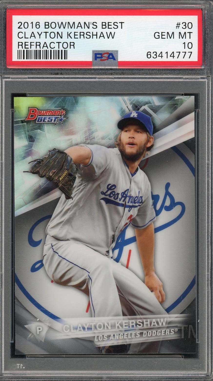 Clayton Kershaw Autographed 2016 Bowman Best Signed Card #30 Graded PSA 10 Clayton Kershaw Autographed 2016 Bowman Best Signed Card #30 Graded PSA 10