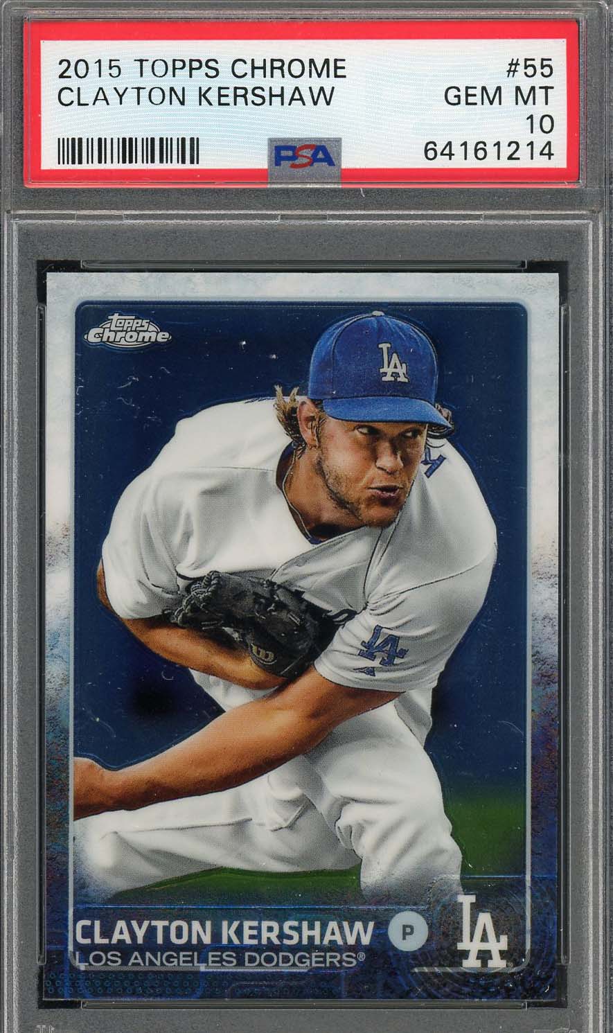 Clayton Kershaw 2015 Topps Chrome Baseball Card #55 Graded PSA 10