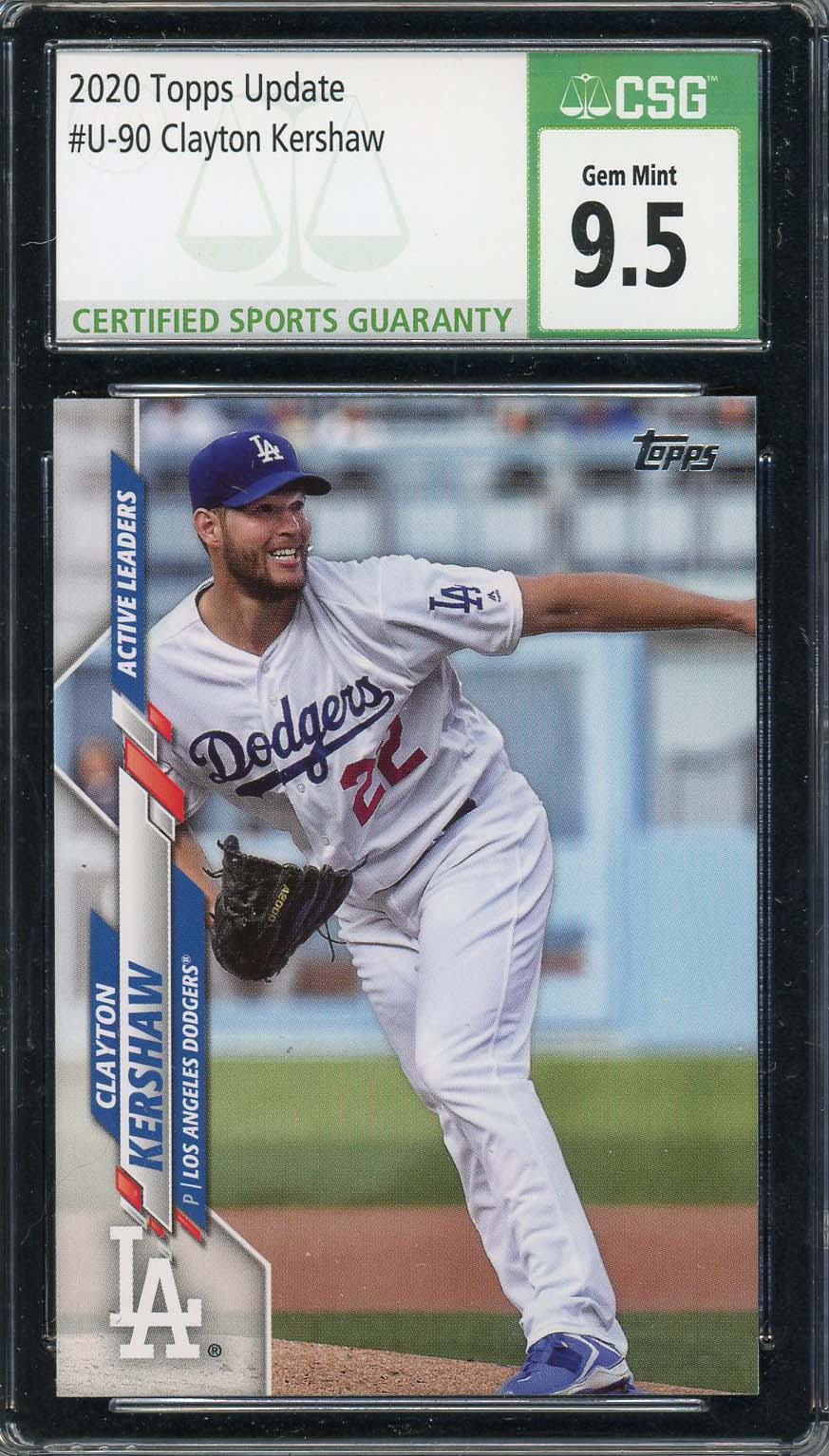 Clayton Kershaw 2020 Topps Update Baseball Card #U-90 Graded CSG 9.5