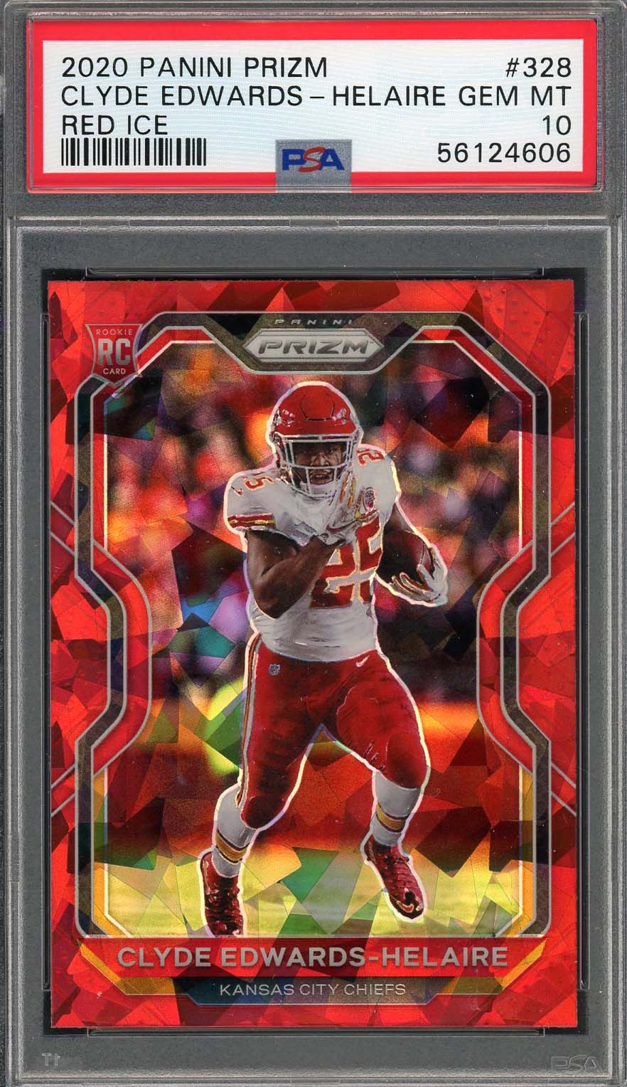 Clyde Edwards-Helaire 2020 Panini Prizm Red Ice Rookie Card #328 Graded PSA 10 Clyde Edwards-Helaire 2020 Panini Prizm Red Ice Rookie Card #328 Graded PSA 10