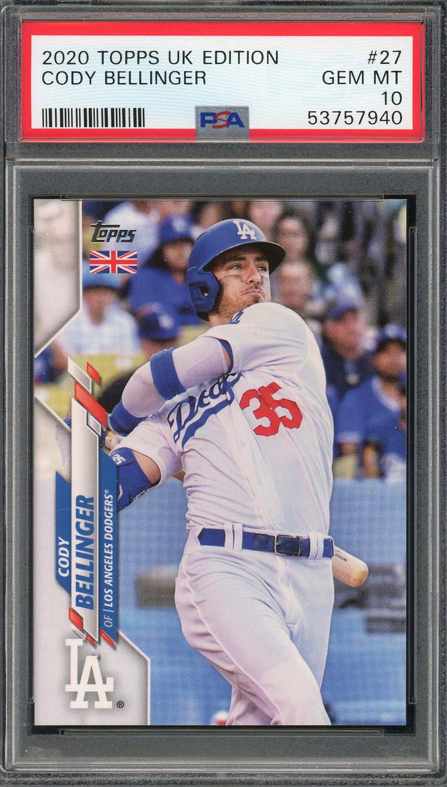 Cody Bellinger 2020 Topps UK Edition Baseball Card #27 Graded PSA 10