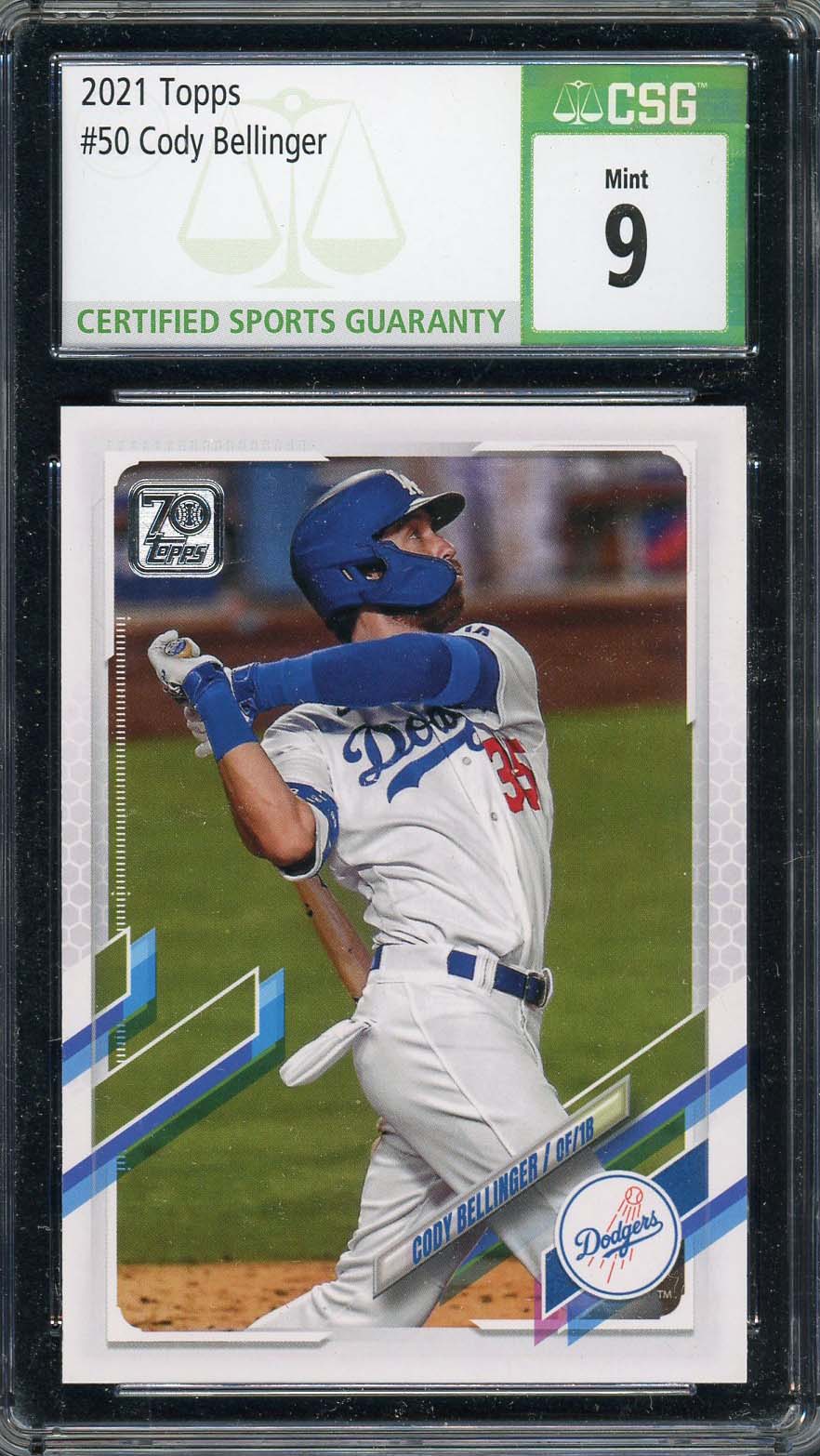 Cody Bellinger 2021 Topps Baseball Card #50 Graded CSG 9 Cody Bellinger 2021 Topps Baseball Card #50 Graded CSG 9