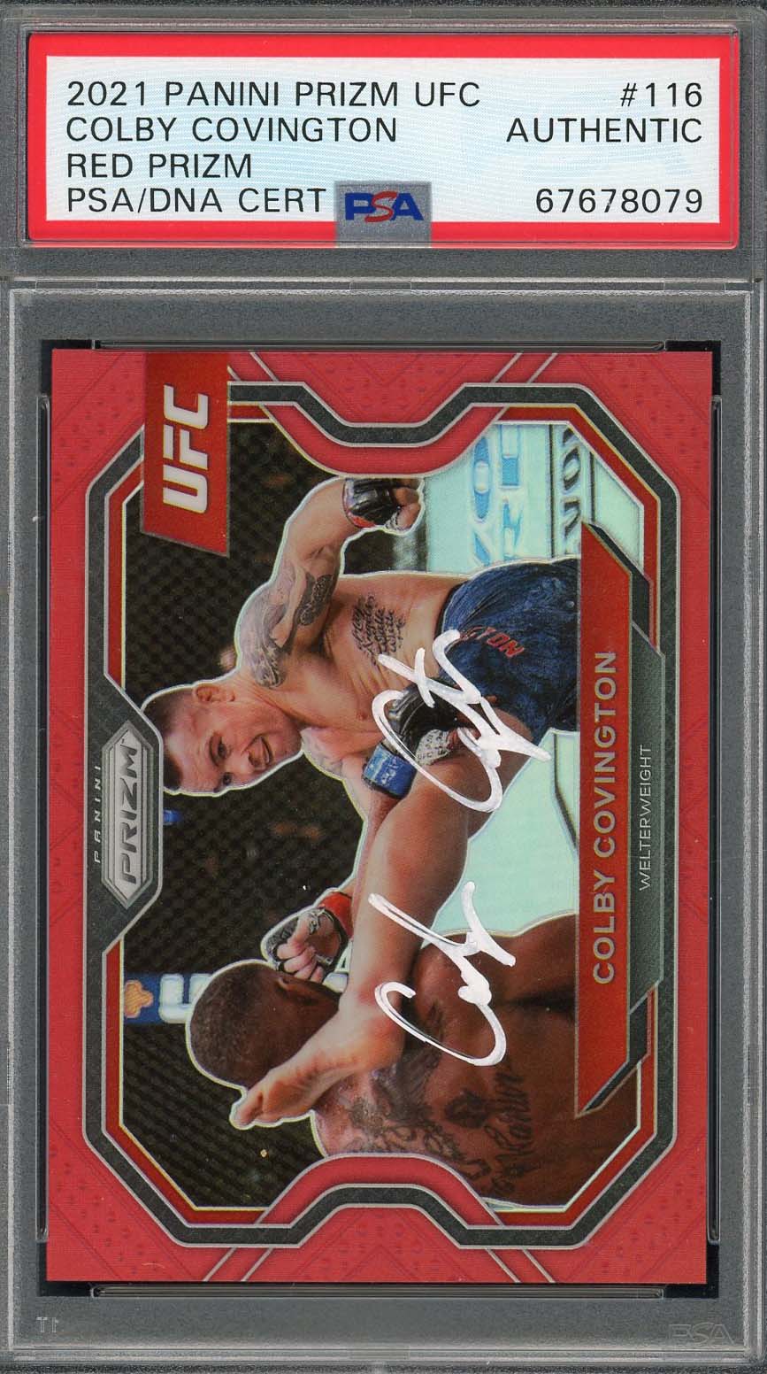 Colby Covington 2021 Panini Red Prizm UFC Signed Card #116 Auto PSA #/275