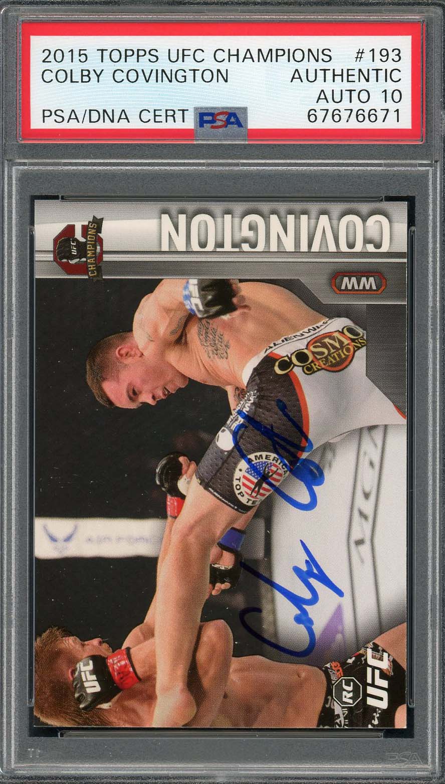 Colby Covington 2015 Topps UFC Champions Signed Rookie Card #193 Auto PSA 10 Colby Covington 2015 Topps UFC Champions Signed Rookie Card #193 Auto PSA 10