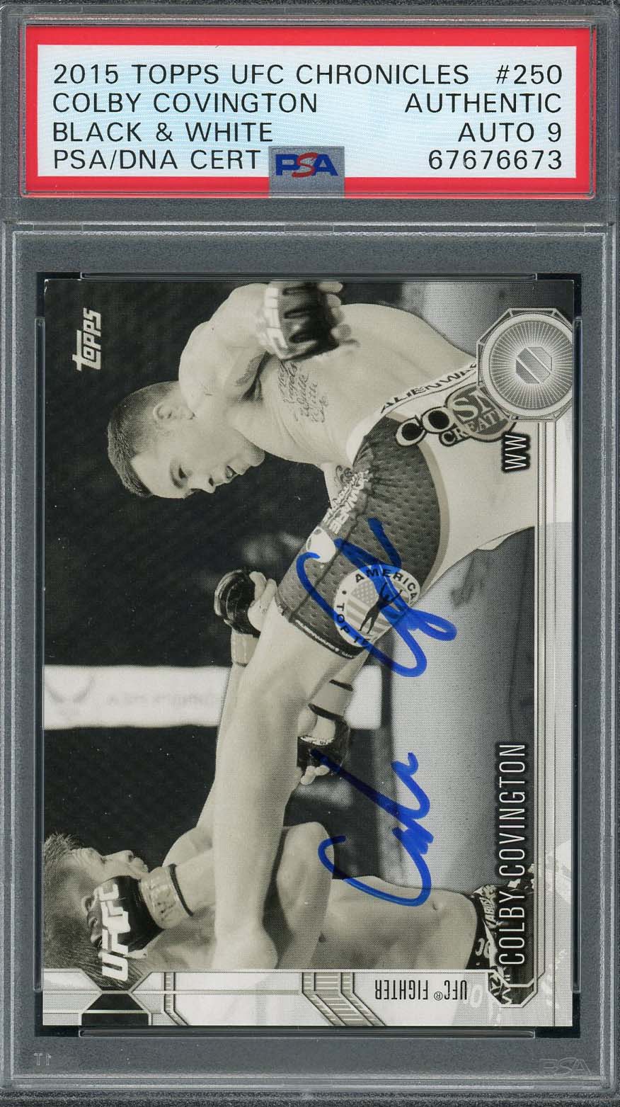 Colby Covington 2015 Topps UFC Chronicles B&W Signed Rookie Card Auto PSA #/188 Colby Covington 2015 Topps UFC Chronicles B&W Signed Rookie Card Auto PSA #/188
