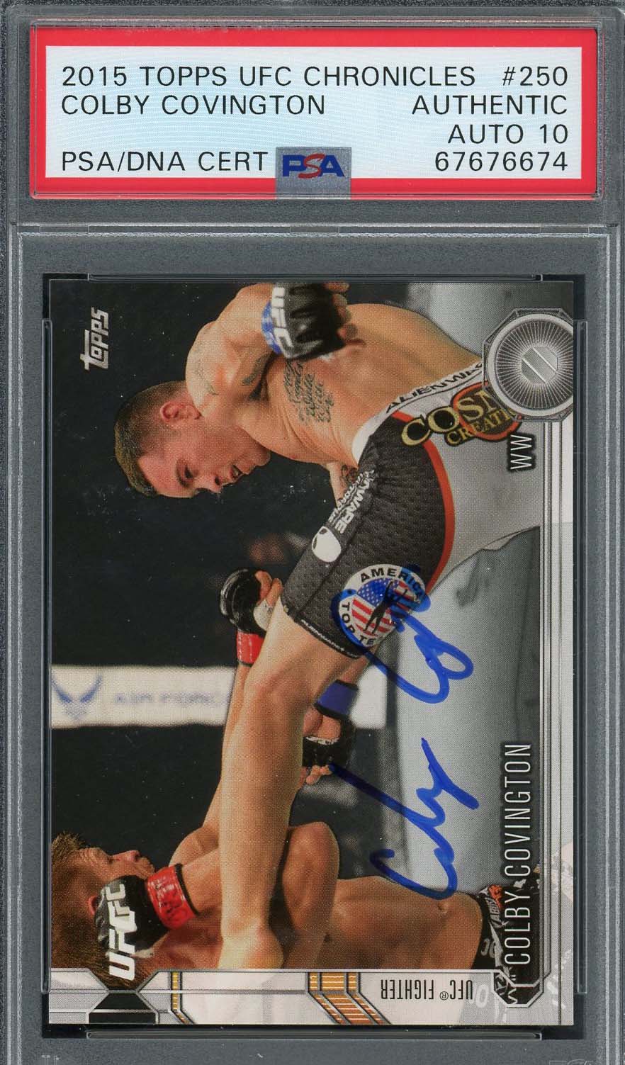 Colby Covington 2015 Topps UFC Chronicles Signed Rookie Card #250 Auto PSA 10 Colby Covington 2015 Topps UFC Chronicles Signed Rookie Card #250 Auto PSA 10