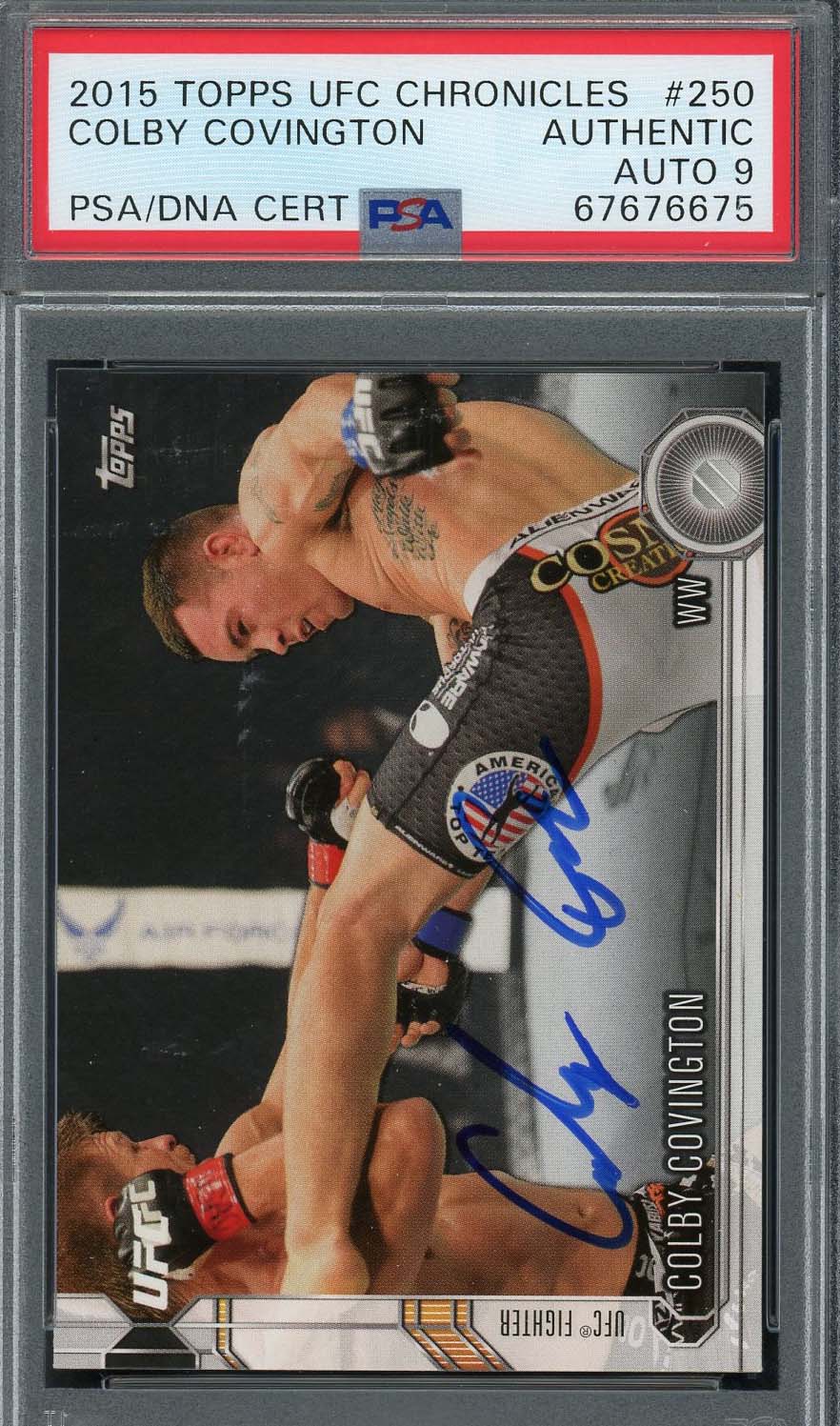 Colby Covington 2015 Topps UFC Chronicles Signed Rookie Card #250 Auto PSA 9 Colby Covington 2015 Topps UFC Chronicles Signed Rookie Card #250 Auto PSA 9