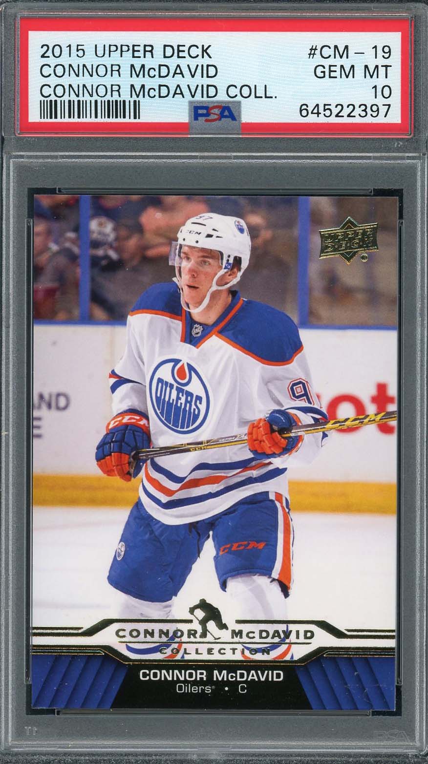 Connor McDavid 2015 Upper Deck Hockey Rookie Card RC #CM-19 Graded PSA 10 Connor McDavid 2015 Upper Deck Hockey Rookie Card RC #CM-19 Graded PSA 10