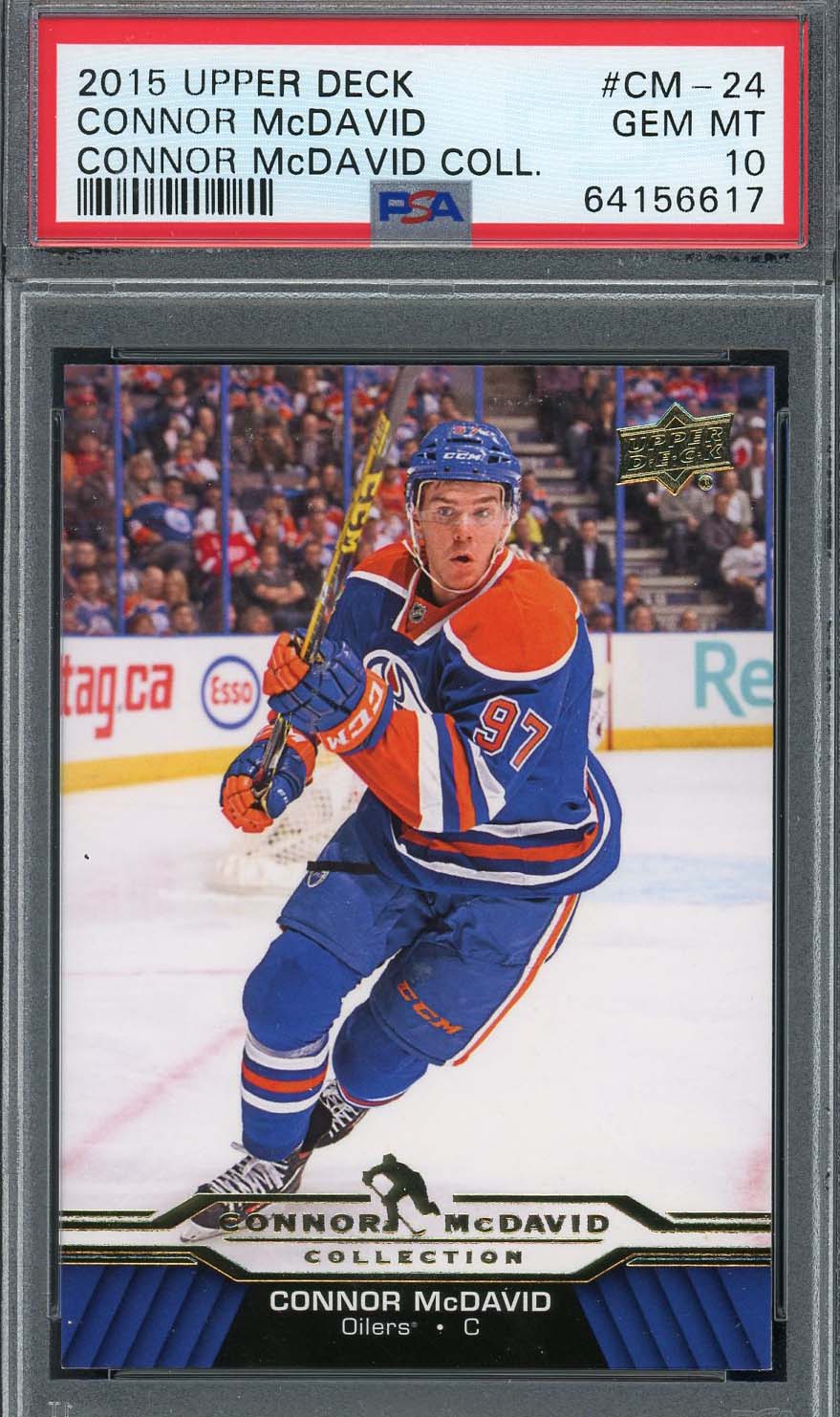 Connor McDavid 2015 Upper Deck Hockey Rookie Card RC #CM-24 Graded PSA 10 Connor McDavid 2015 Upper Deck Hockey Rookie Card RC #CM-24 Graded PSA 10
