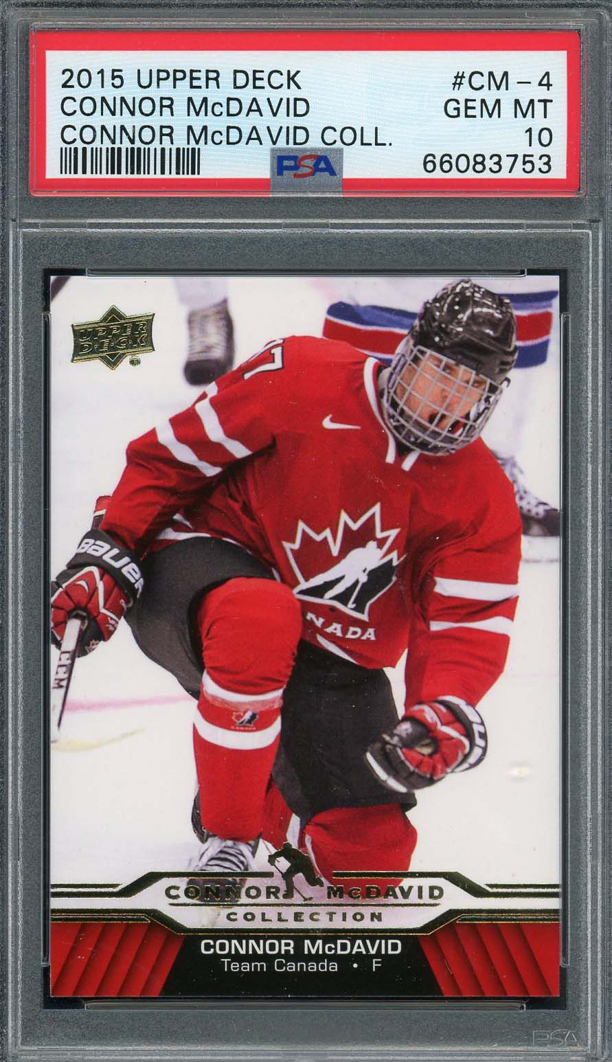 Connor McDavid 2015 Upper Deck Hockey Rookie Card RC #CM-4 Graded PSA 10 Connor McDavid 2015 Upper Deck Hockey Rookie Card RC #CM-4 Graded PSA 10