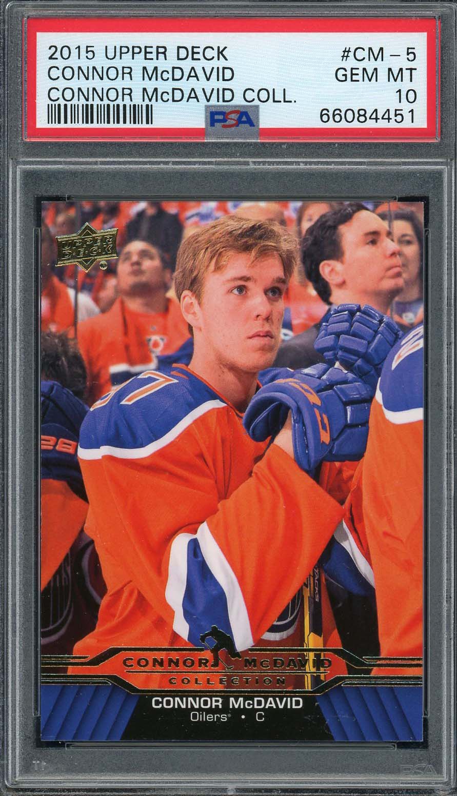Connor McDavid 2015 Upper Deck Hockey Rookie Card RC #CM-5 Graded PSA 10 Connor McDavid 2015 Upper Deck Hockey Rookie Card RC #CM-5 Graded PSA 10