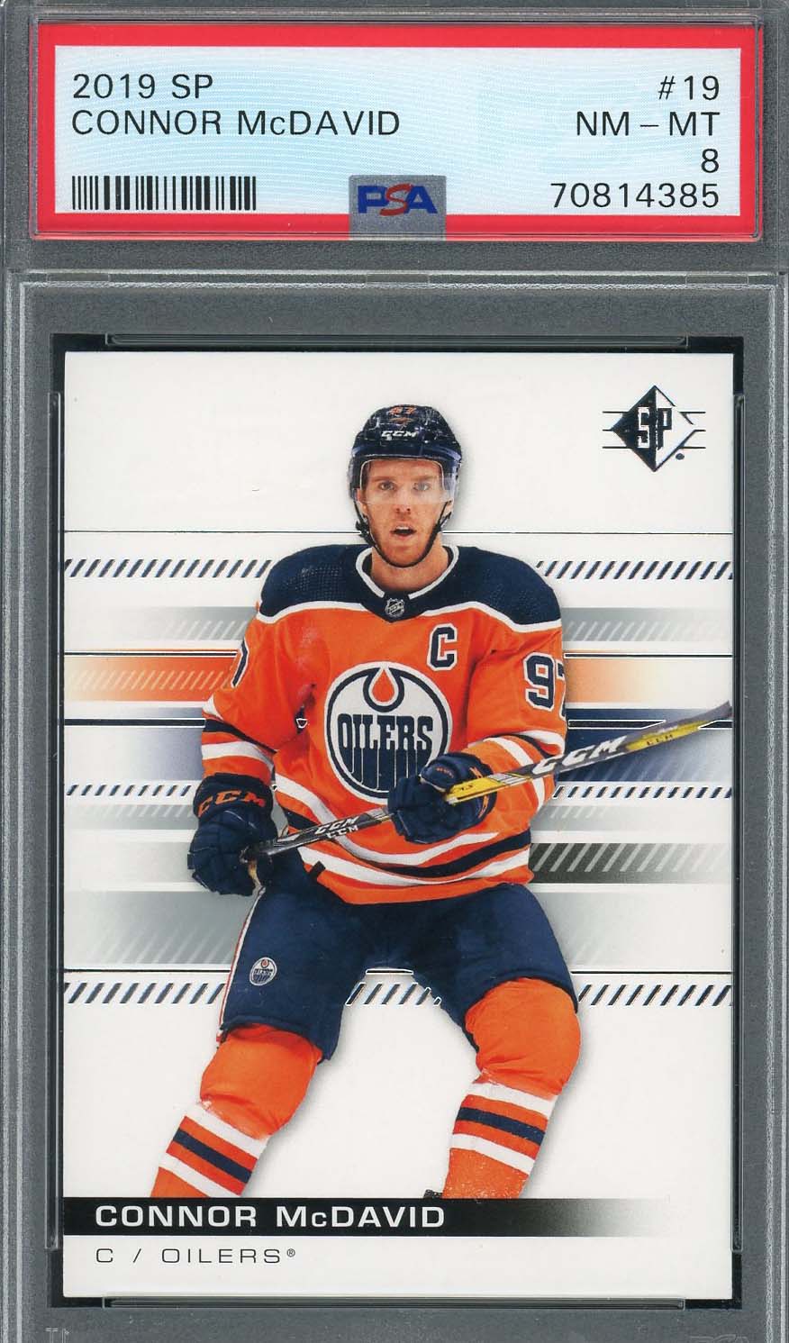 Connor McDavid 2019 Upper Deck SP Hockey Card #19 Graded PSA 8