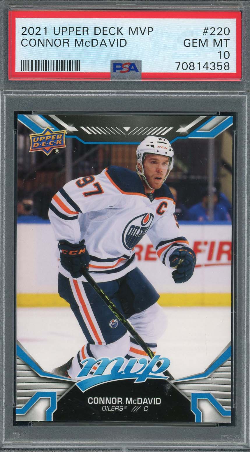 Connor McDavid 2021 Upper Deck MVP Hockey Card #220 Graded PSA 10