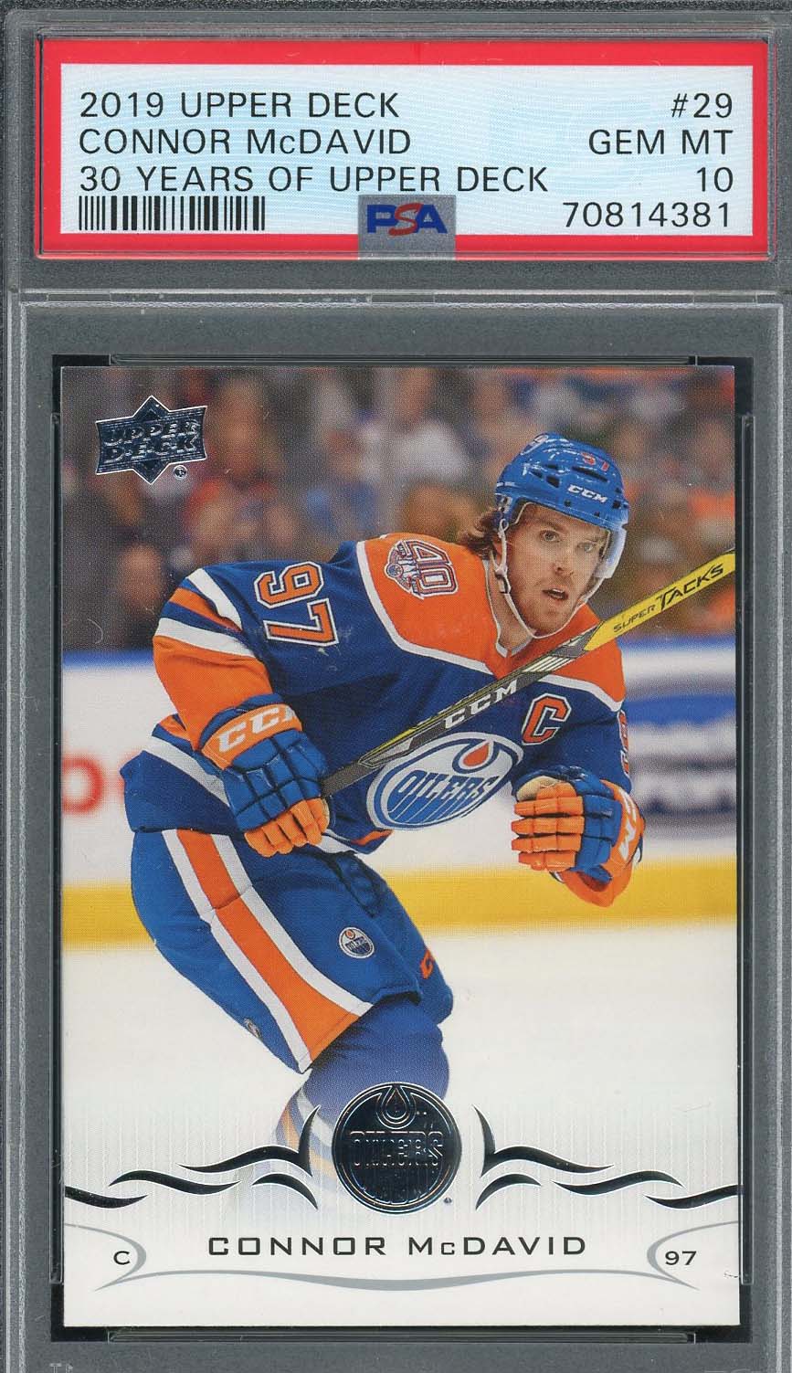 Connor McDavid 2019 Upper Deck Hockey Card #29 Graded PSA 10