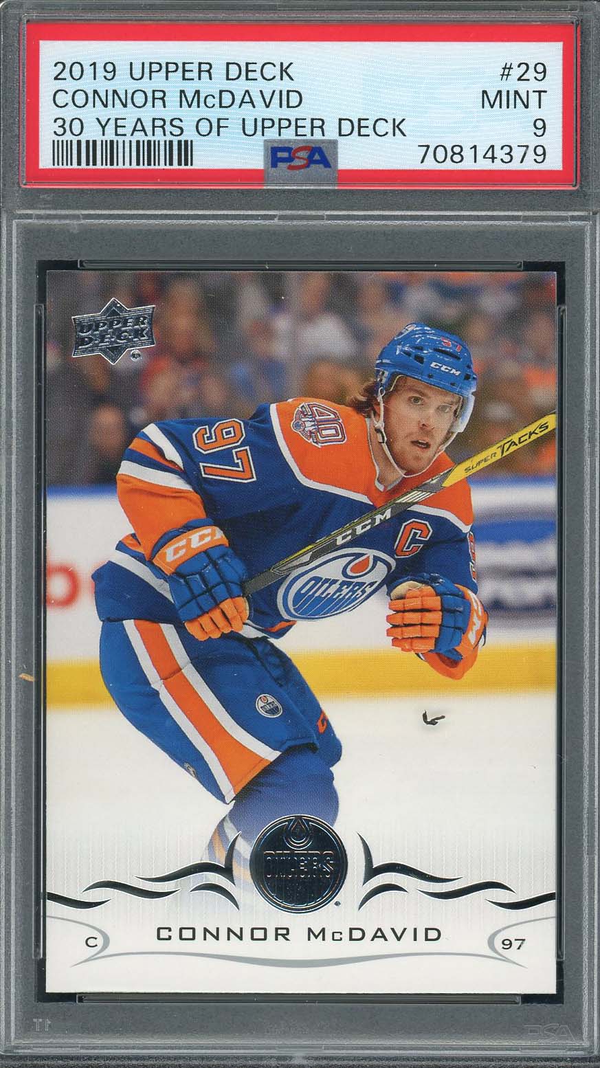 Connor McDavid 2019 Upper Deck Hockey Card #29 Graded PSA 9