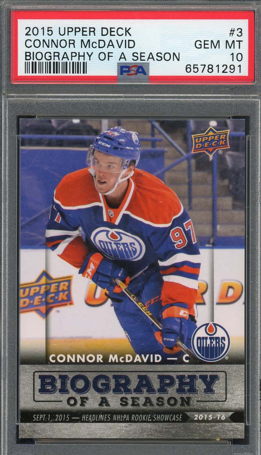Connor McDavid 2015 Upper Deck Hockey Rookie Card RC #3 Graded PSA 10