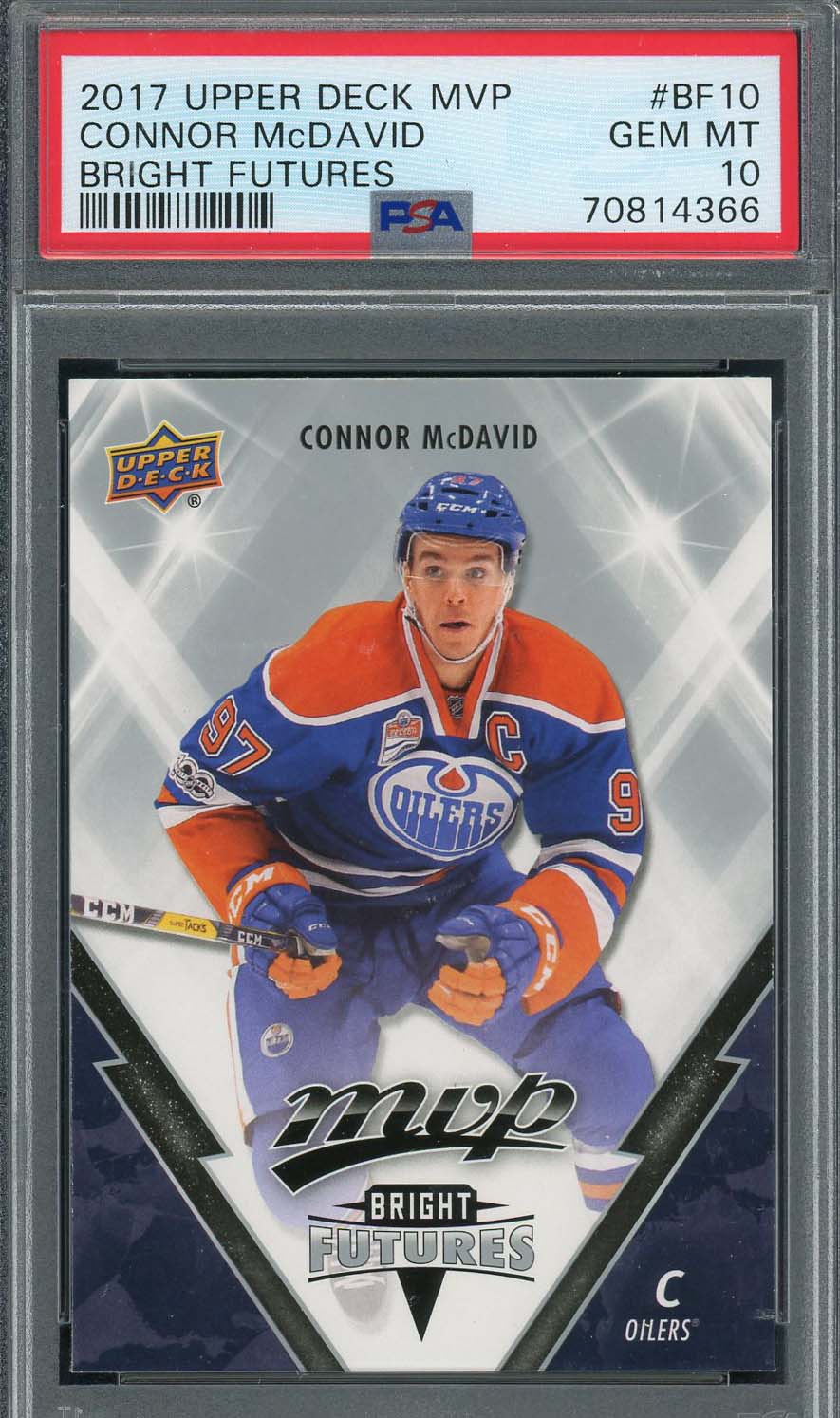 Connor McDavid 2017 Upper Deck MVP Bright Future Hockey Card #BF10 Graded PSA 10