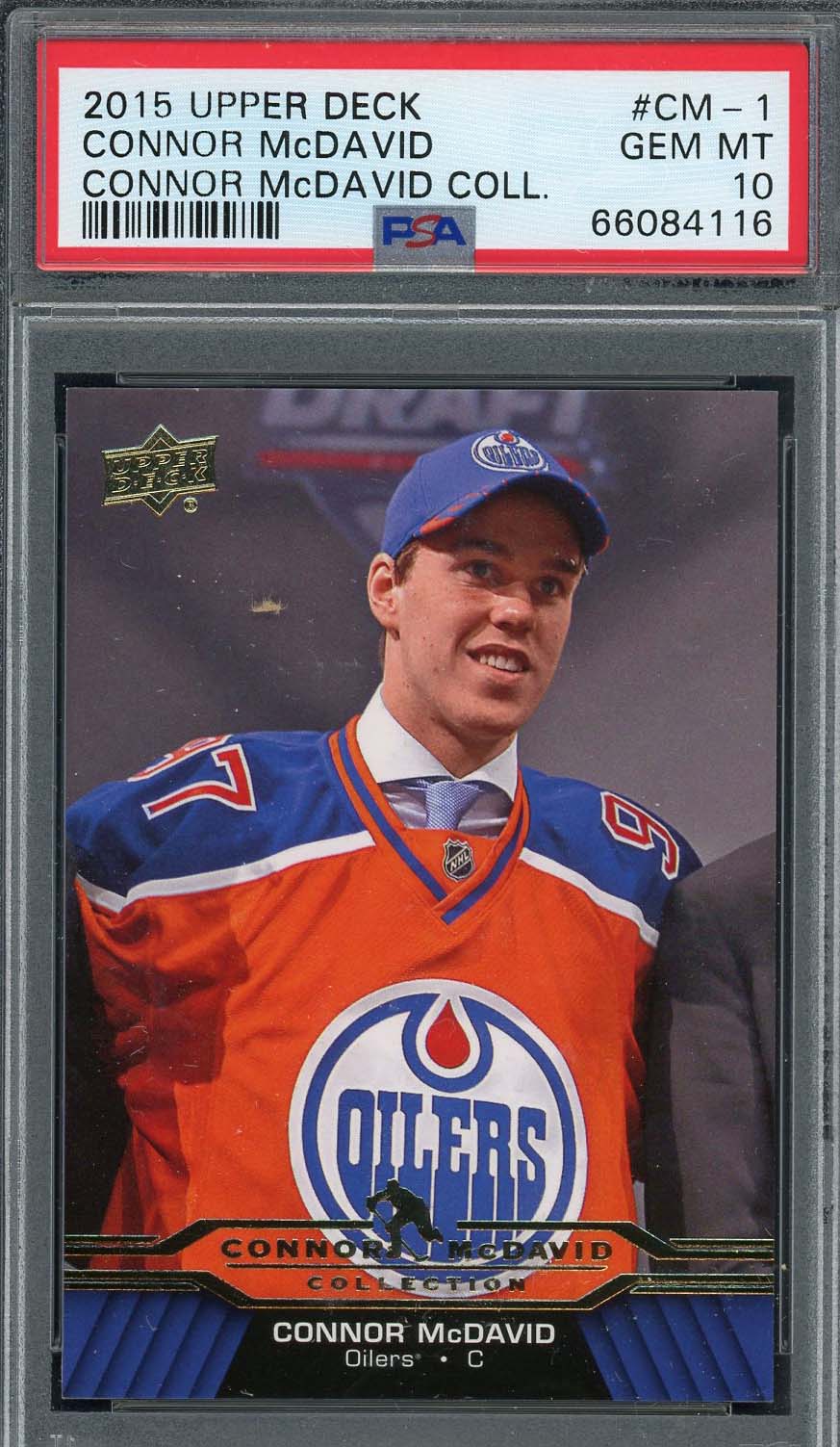 Connor McDavid 2015 Upper Deck Hockey Rookie Card RC #CM-1 Graded PSA 10 Connor McDavid 2015 Upper Deck Hockey Rookie Card RC #CM-1 Graded PSA 10