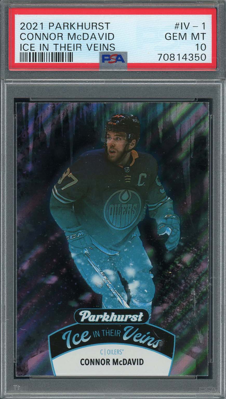 Connor McDavid 2021 Upper Deck Parkhurst Ice in Their Veins Card #IV-1 PSA 10