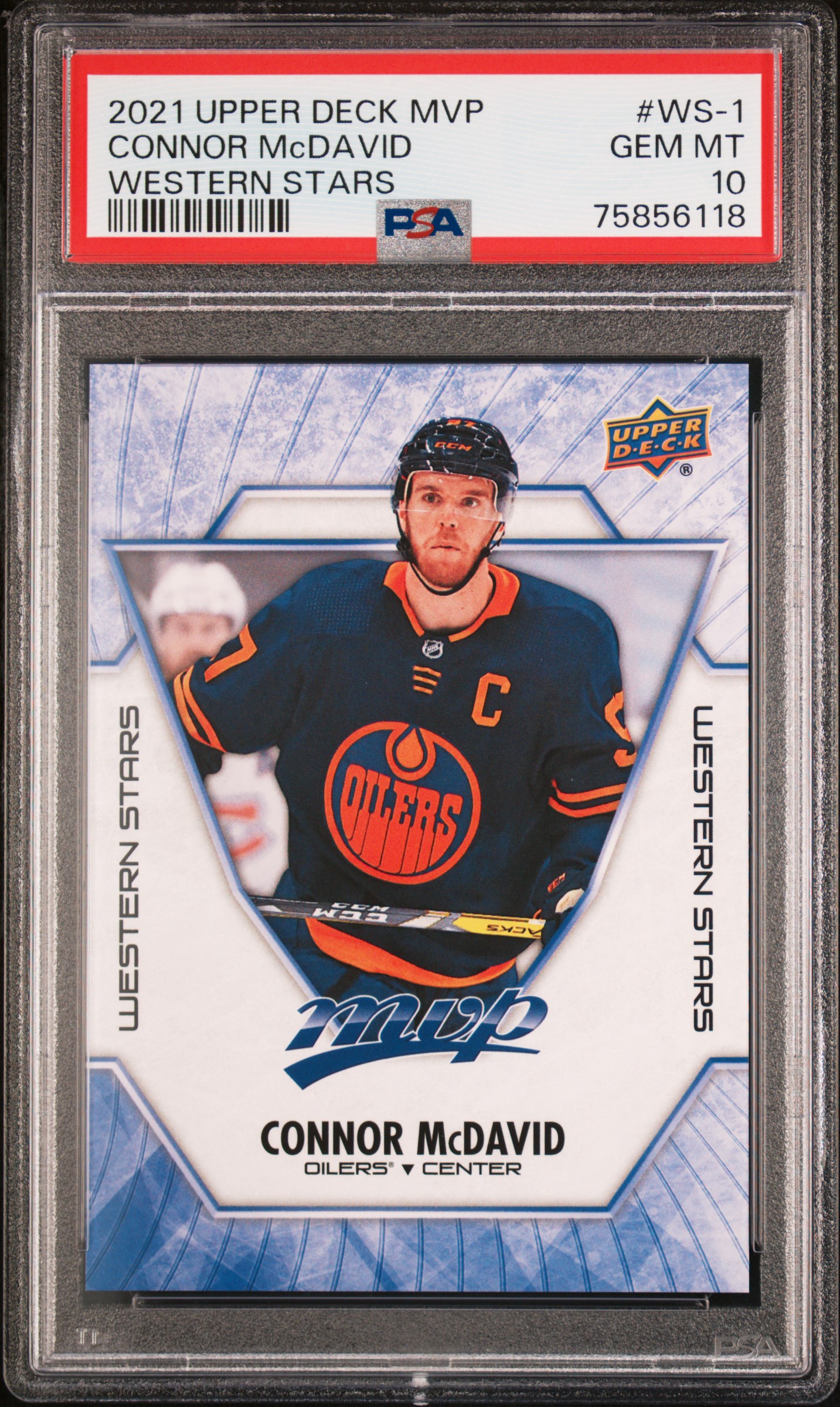 Connor McDavid 2021 Upper Deck MVP Western Stars Hockey Card #WS-1 Graded PSA 10