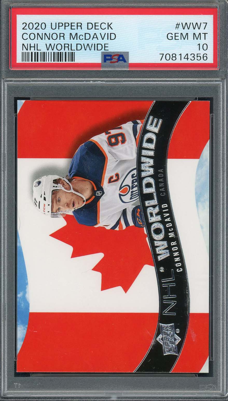 Connor McDavid 2020 Upper Deck NHL Worldwide Hockey Card #WW7 Graded PSA 10