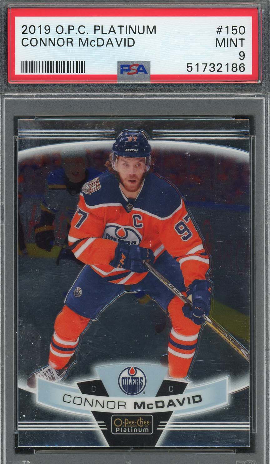 Connor McDavid 2019 O-Pee-Chee Platinum Hockey Card #150 Graded PSA 9