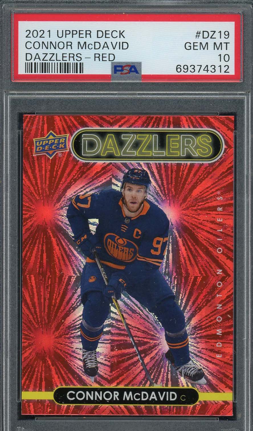 Connor McDavid 2021 Upper Deck Dazzlers Red Hockey Card #DZ19 Graded PSA 10