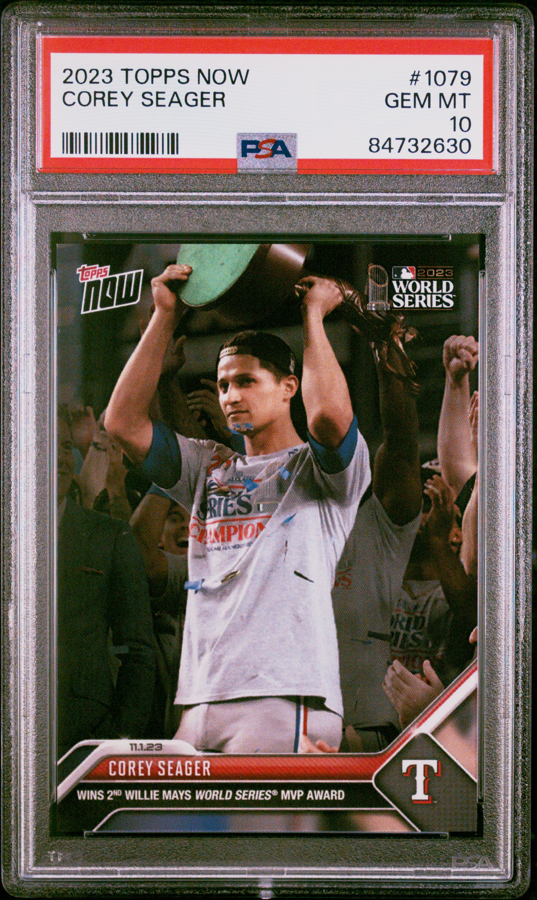 Corey Seager 2023 Topps Now World Series MVP Baseball Card #1079 Graded PSA 10