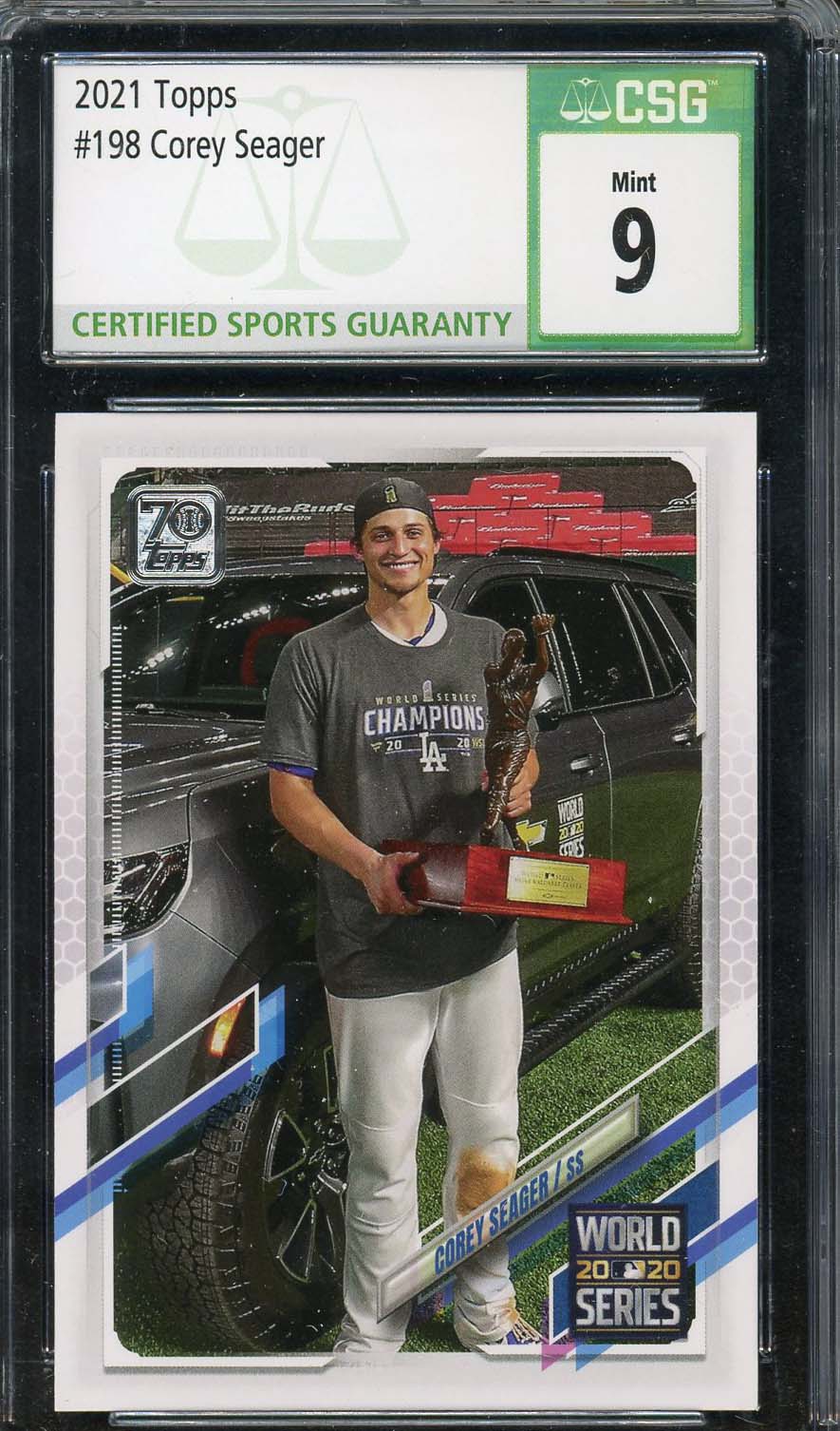 Corey Seager 2021 Topps Baseball Card #198 Graded CSG 9 Corey Seager 2021 Topps Baseball Card #198 Graded CSG 9