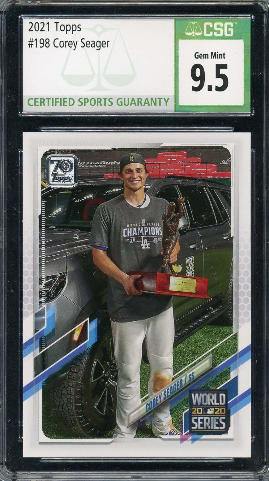 Corey Seager 2021 Topps Baseball Card #198 Graded CSG 9.5