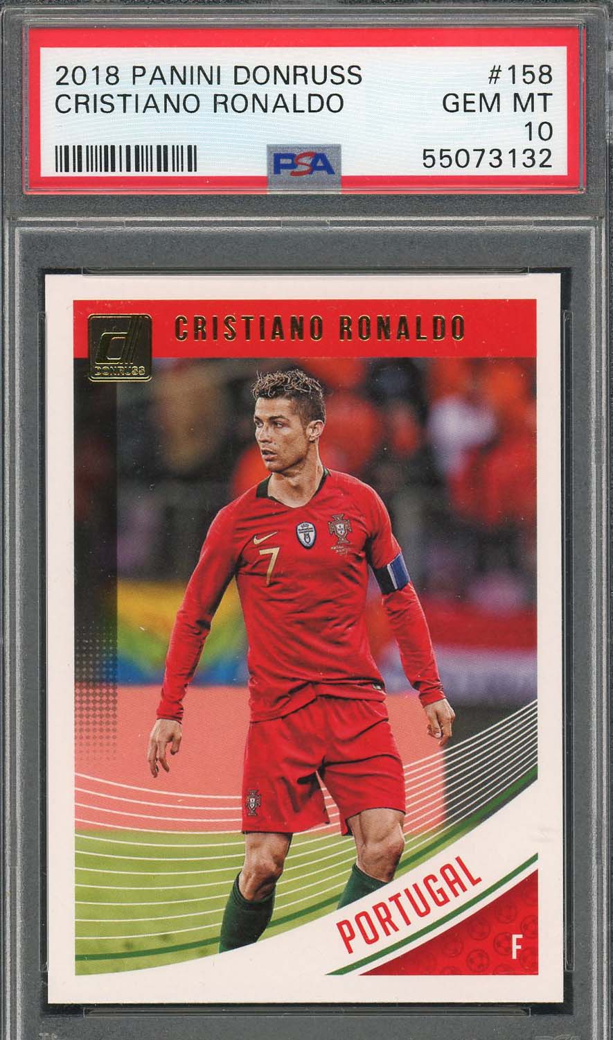 Cristiano Ronaldo 2018 Panini Donruss Soccer Card #158 Graded PSA 10