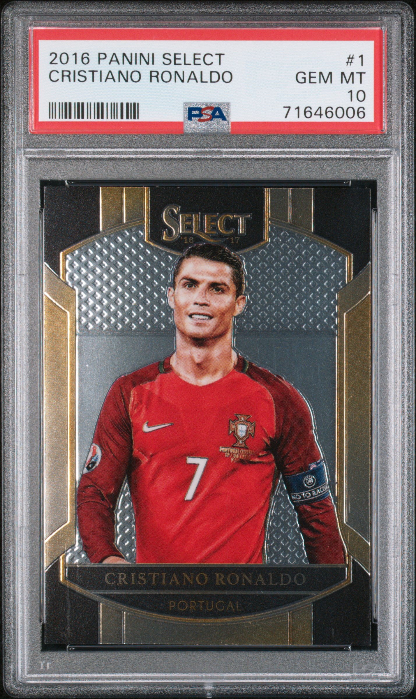 Cristiano Ronaldo 2016 Panini Select Soccer Card #1 Graded PSA 10