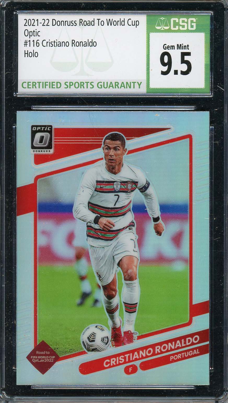 Cristiano Ronaldo 2021 Donruss Hologram Soccer Card #116 Graded CSG 9.5 Cristiano Ronaldo 2021 Donruss Hologram Soccer Card #116 Graded CSG 9.5