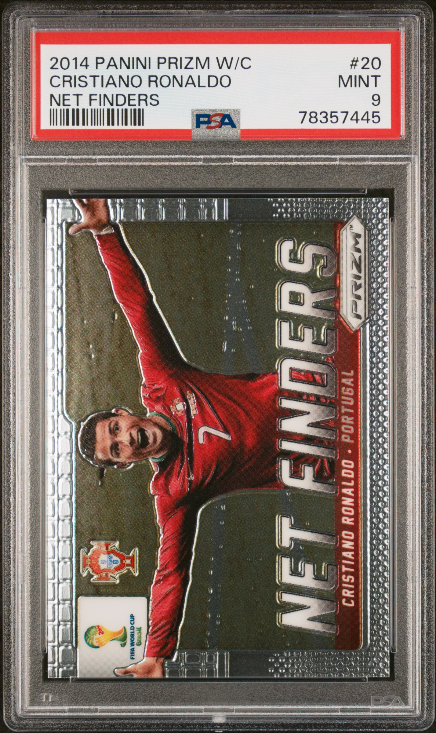 Cristiano Ronaldo 2014 Panini Prizm World Cup Net Finders Soccer Card #20 PSA 9