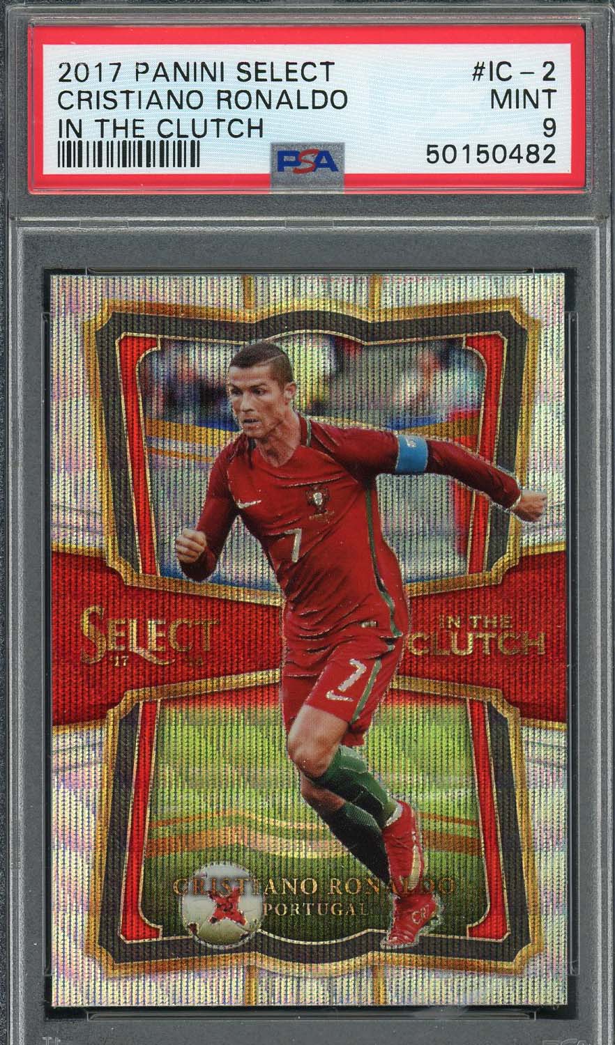 Cristiano Ronaldo 2017 Panini Select Prizm In The Clutch Card #IC-2 PSA 9