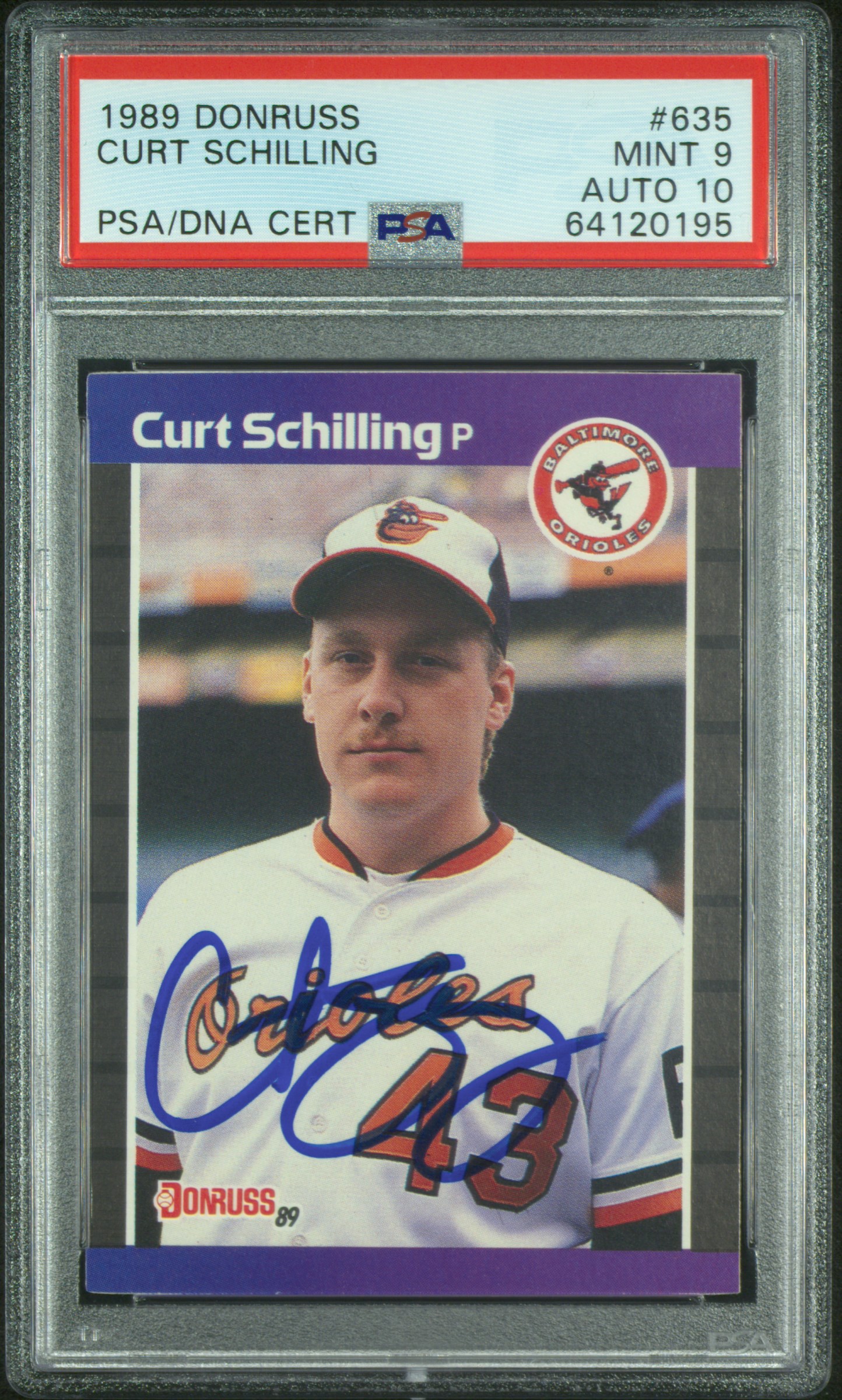 Curt Schilling 1989 Donruss Signed Rookie Card #635 Auto Graded PSA 10 64120195